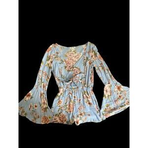 Billabong Women's light Blue Floral Romper Size SM